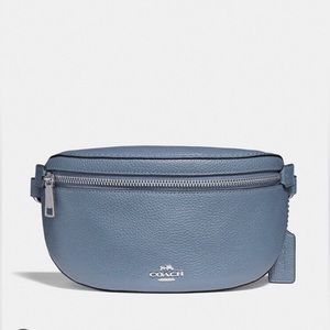 Coach Silver/Slate Peppled Leather Fanny Crossbody Bag Belt Bag